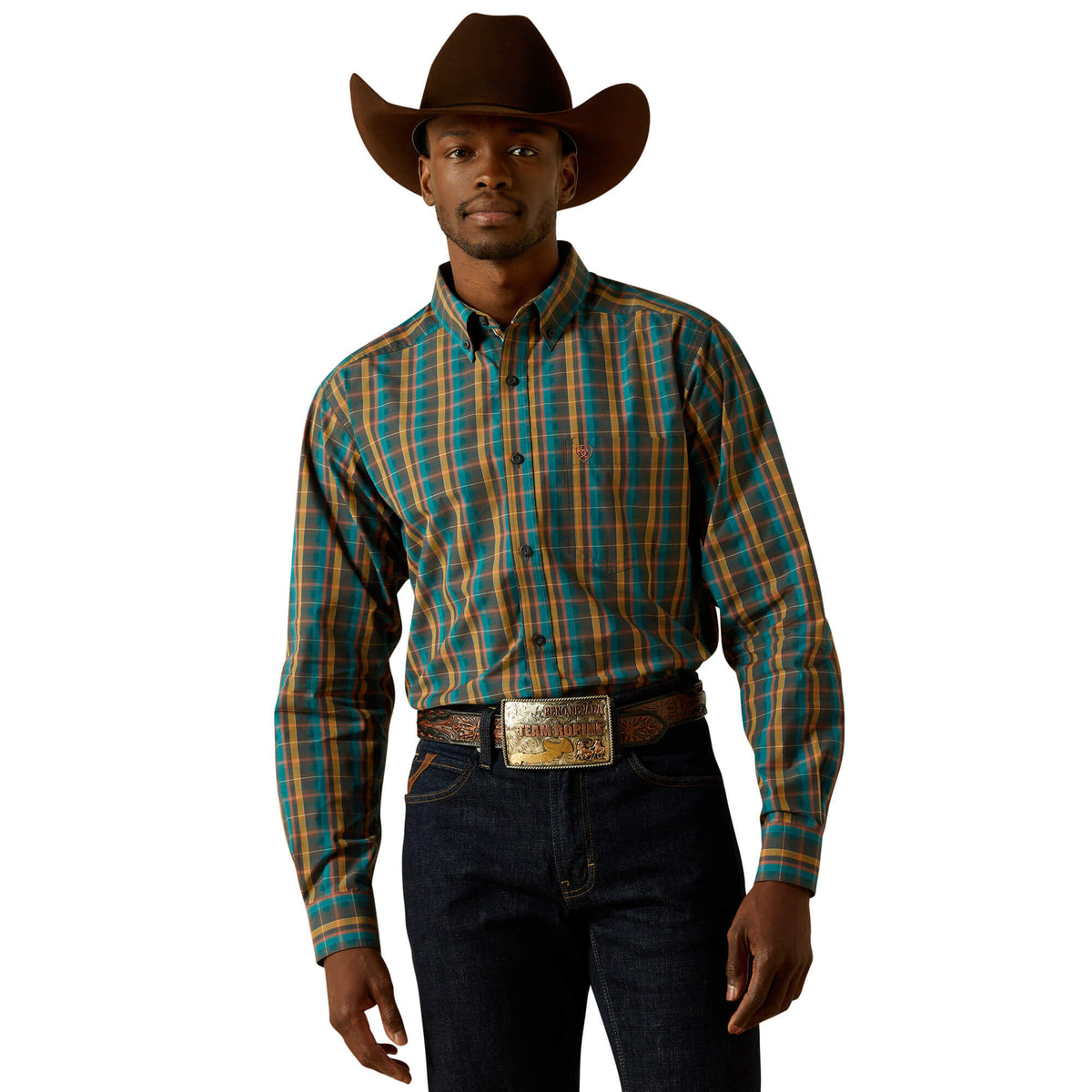 Ariat Men's Pro Series Bowie Fitted Shirt, Dark Teal – front