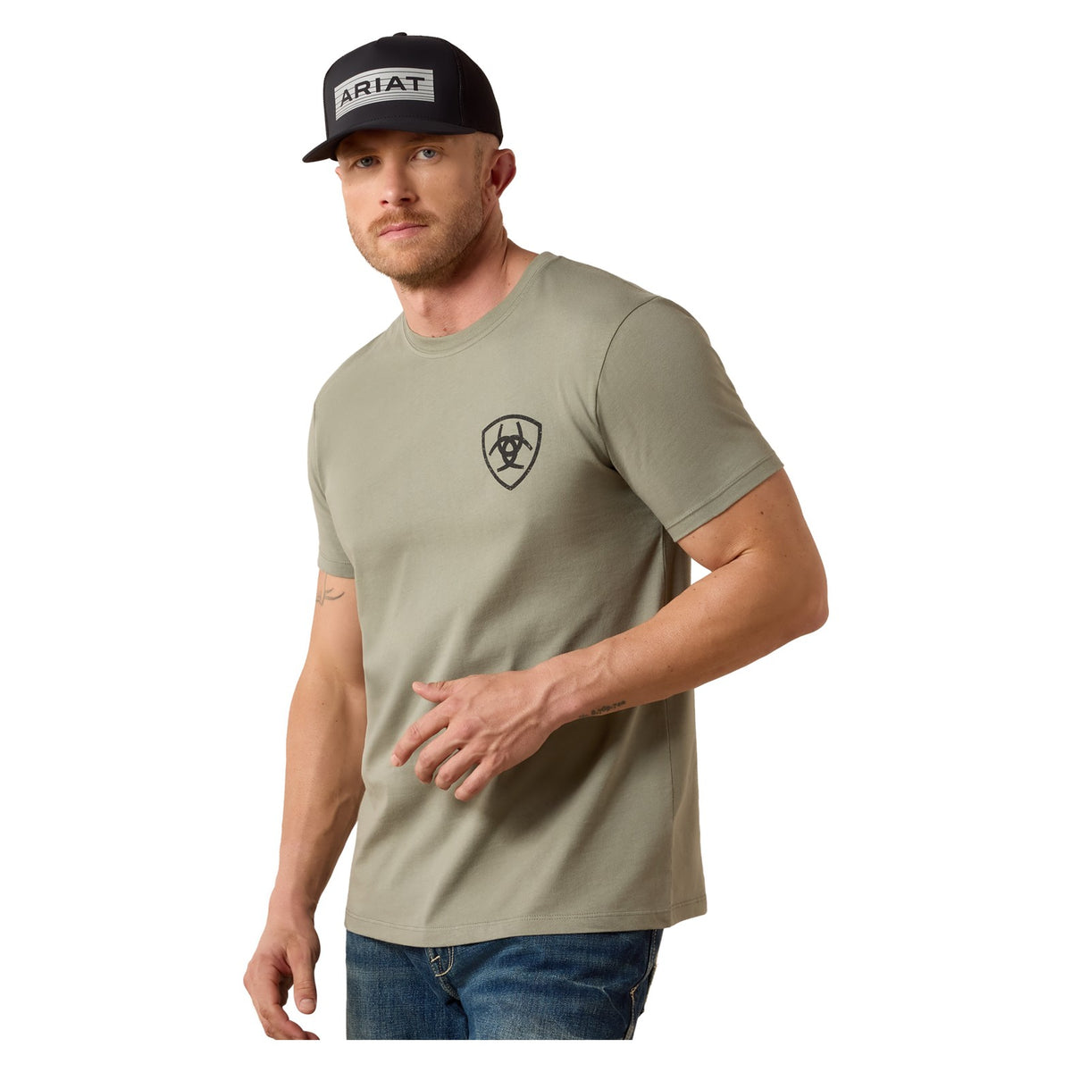 Ariat Men's Rancho Bronco T-Shirt, Castor Grey – front