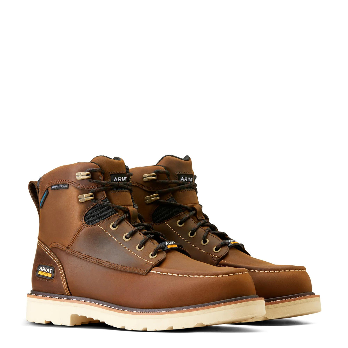 Ariat Men's Rebar Lift 6" Waterproof Composite Toe Work Boot, Distressed Brown – pair