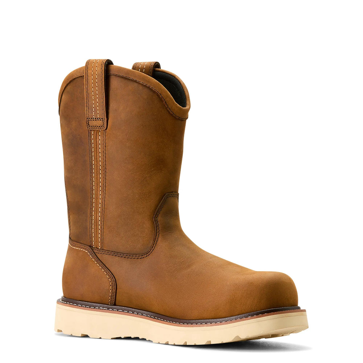 Ariat Men's Rebar Wedge Pull-On Waterproof Composite Toe Work Boot, Distressed Brown – inside