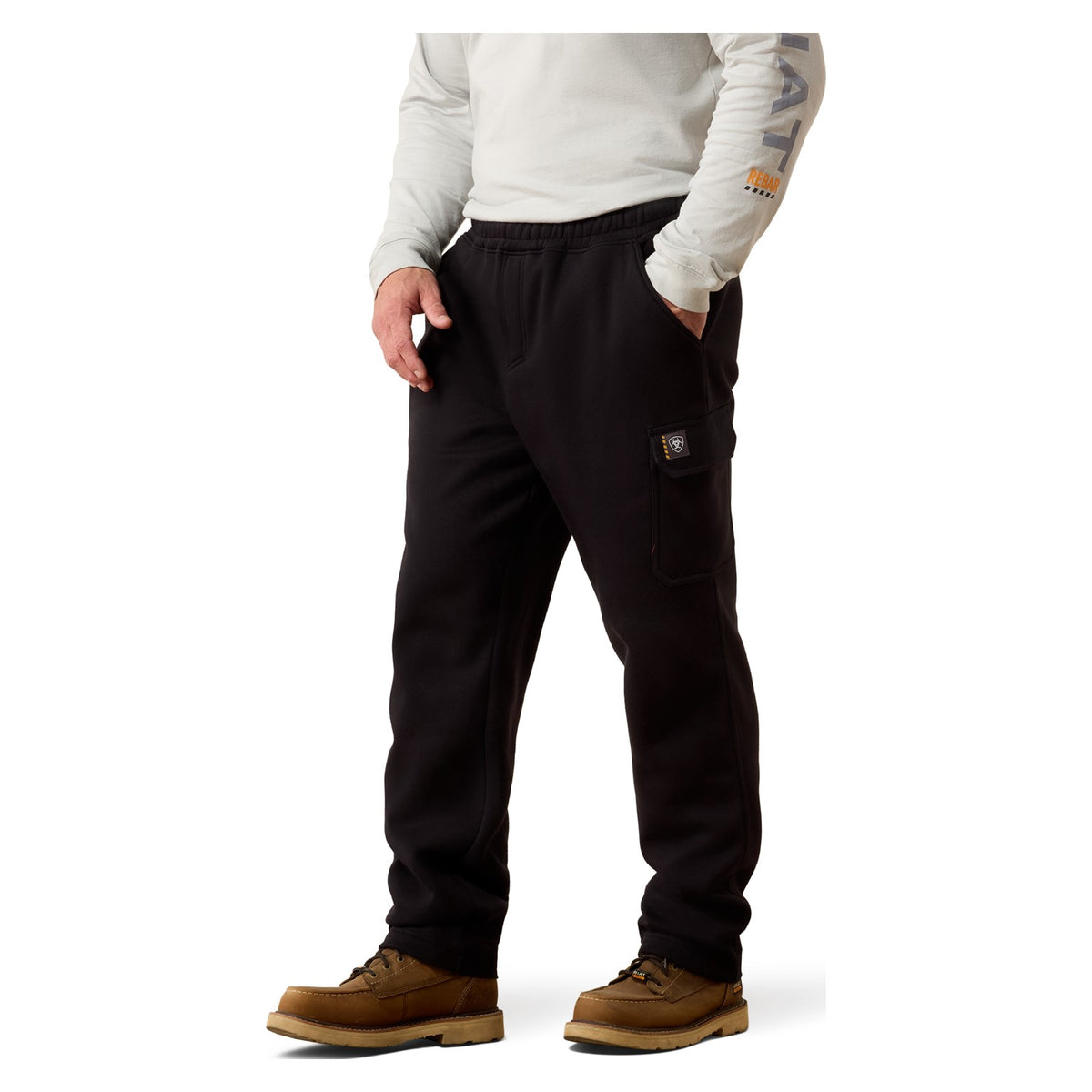 Ariat Men's Rebar Workman Logo Sweatpants, Black – front