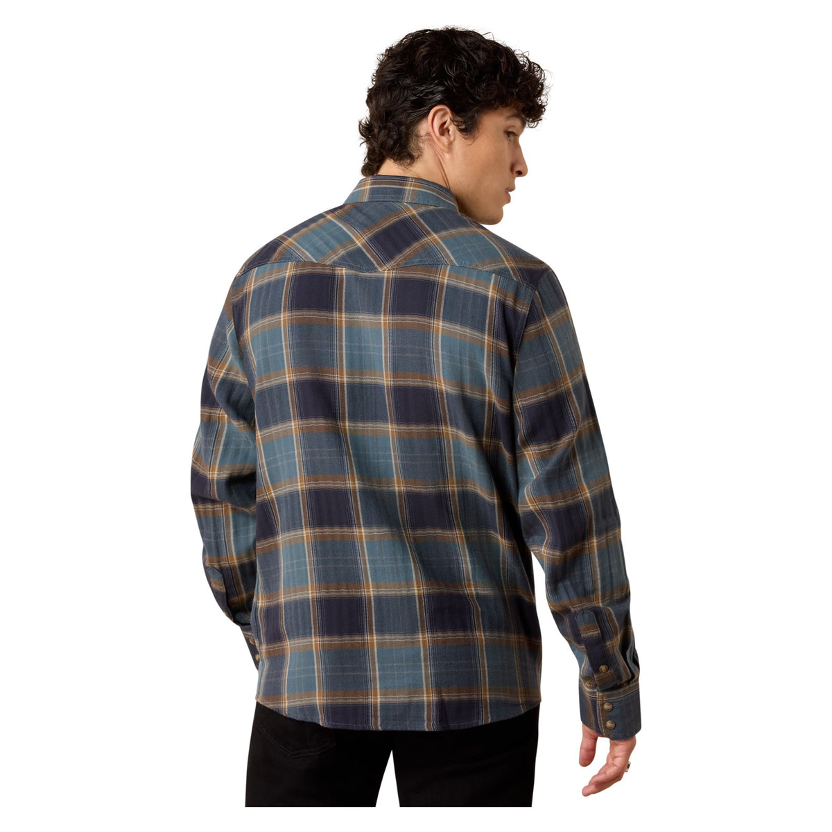 Ariat Men's Retro Harbert Fitted Snap Shirt, Inkwell Plaid – back