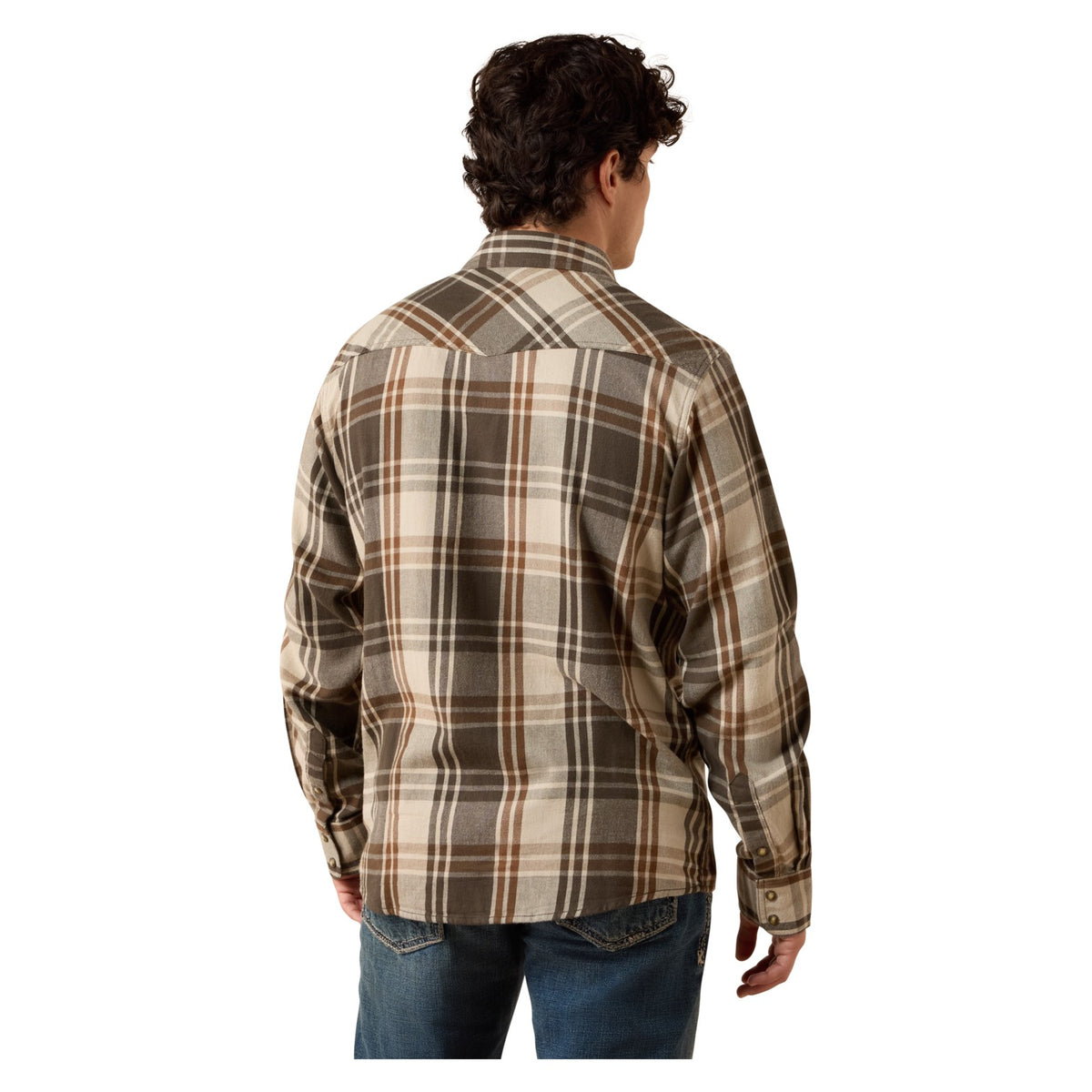 Ariat Men's Retro Howell Fitted Snap Shirt, Dusky Green Plaid – back