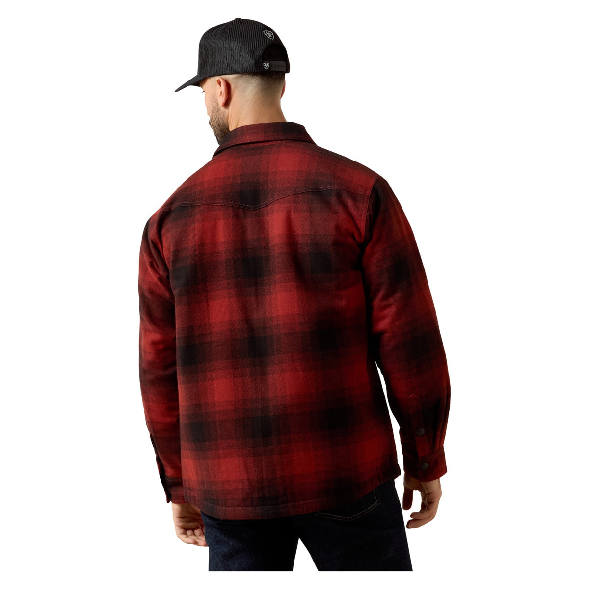 Ariat Men's Retro Shirt Jacket, Biking Red Buffalo Plaid – back
