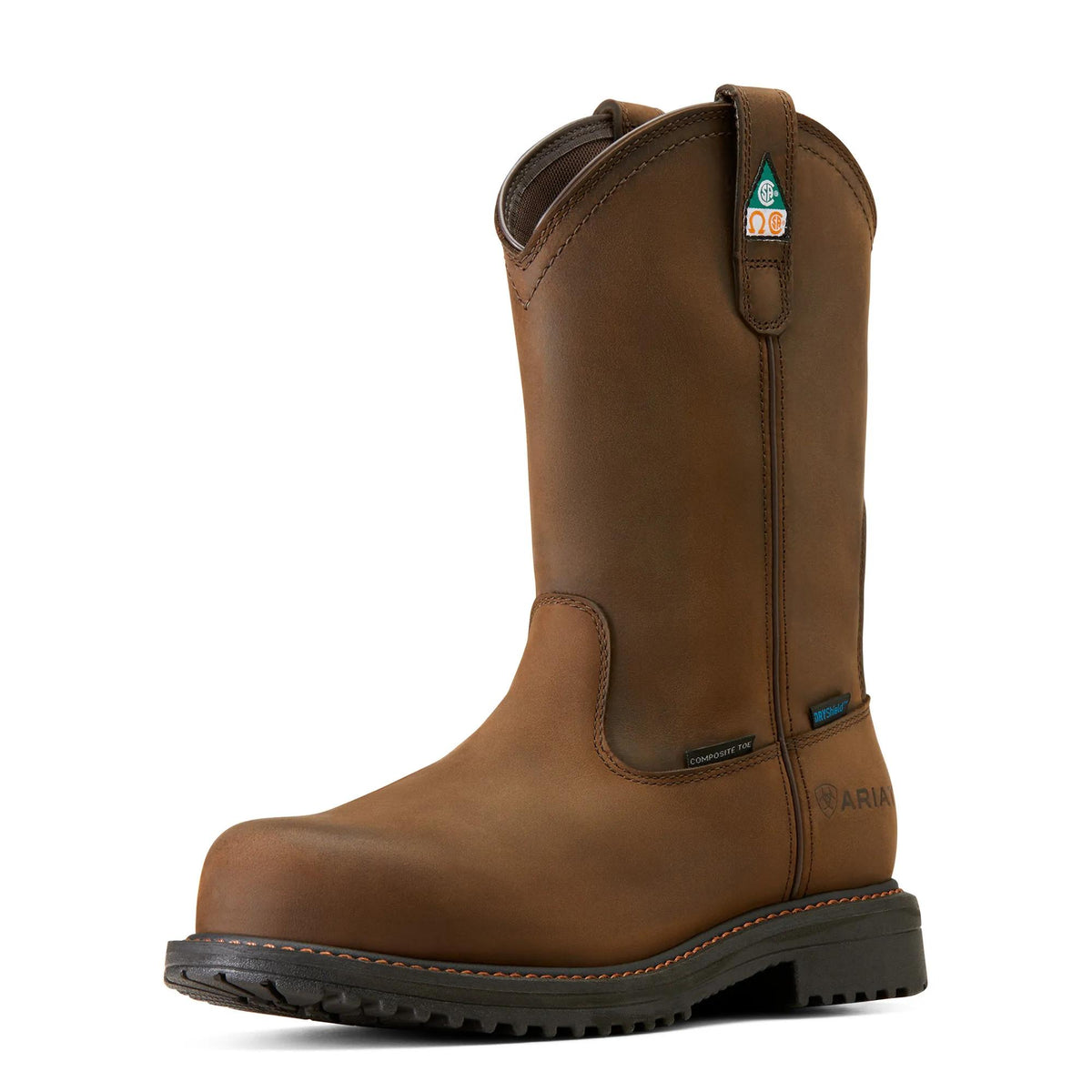 Ariat Men's RigTEK CSA Waterproof Composite Toe Work Boot, Oily Distressed Brown – 3-4 front