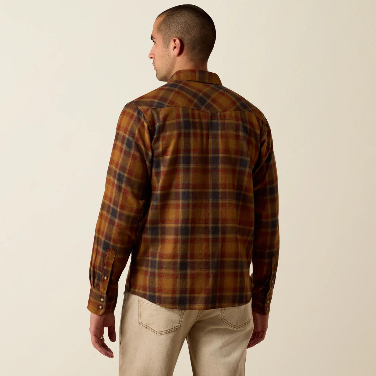 Ariat Men's Retro Hynes Fitted Snap Shirt, Rubber Plaid – back