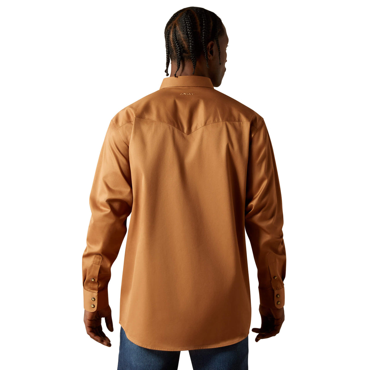 Ariat Men's Solid Twill Classic Fit Shirt, Tan – back