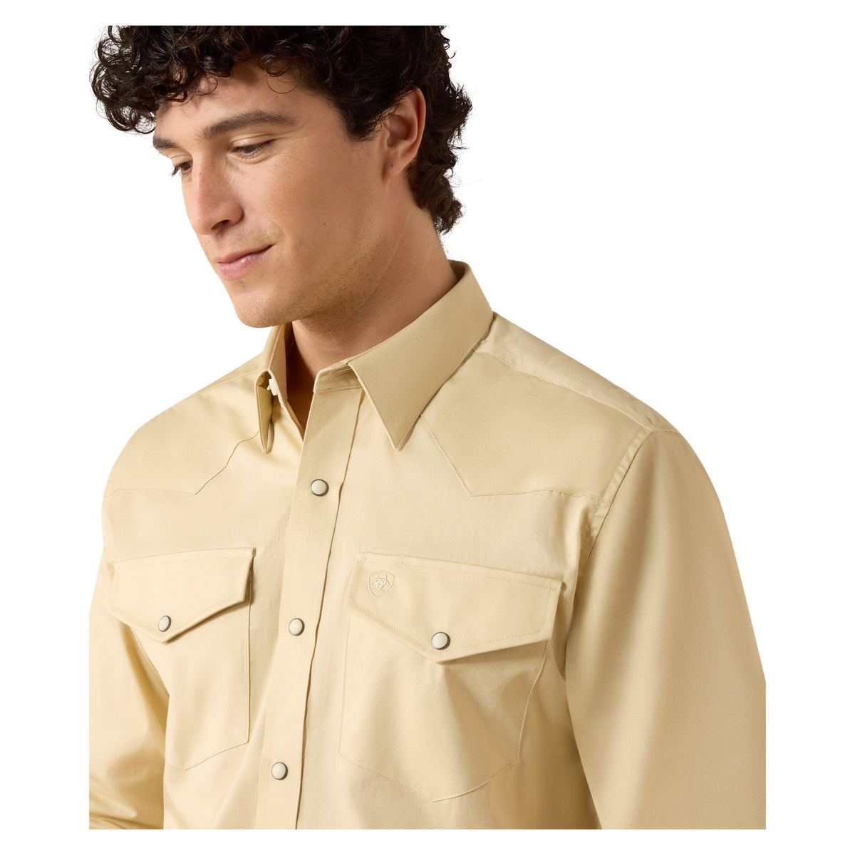 Ariat Men's Solid Twill Fitted Shirt, Off White – detail 2