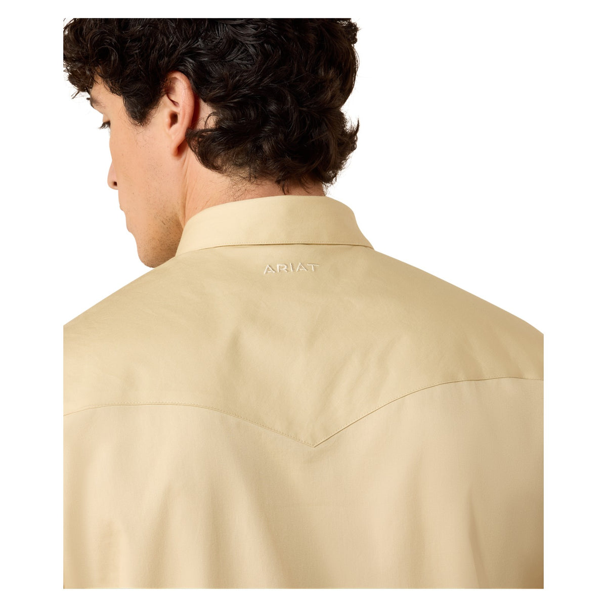 Ariat Men's Solid Twill Fitted Shirt, Off White – detail