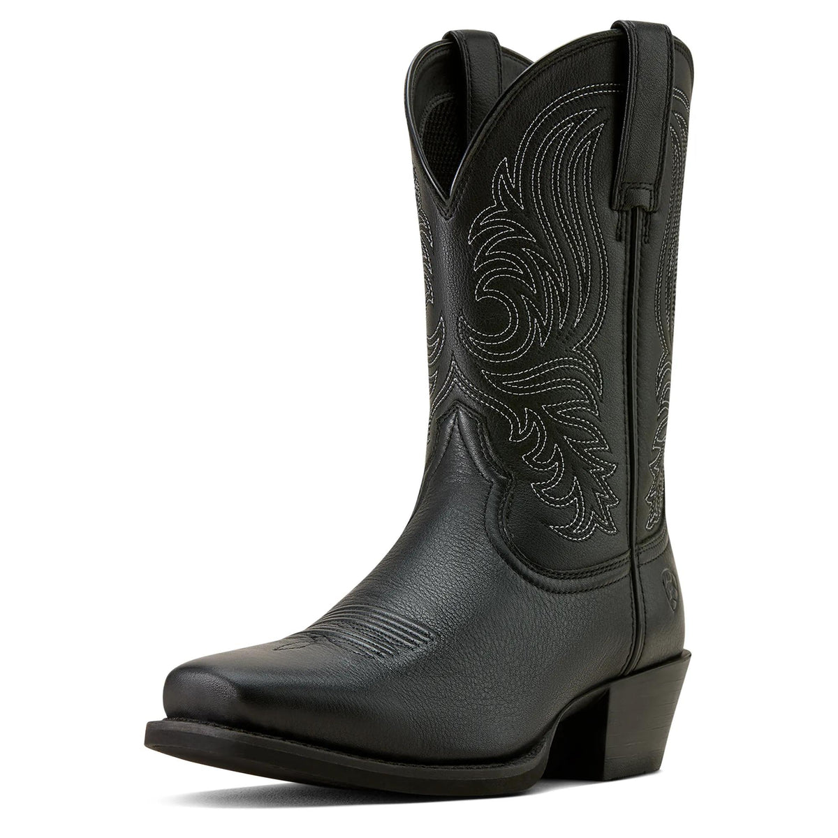 Ariat Men's Sport Lawman Square Toe Cowboy Boot, Black Deertan – 3-4 front