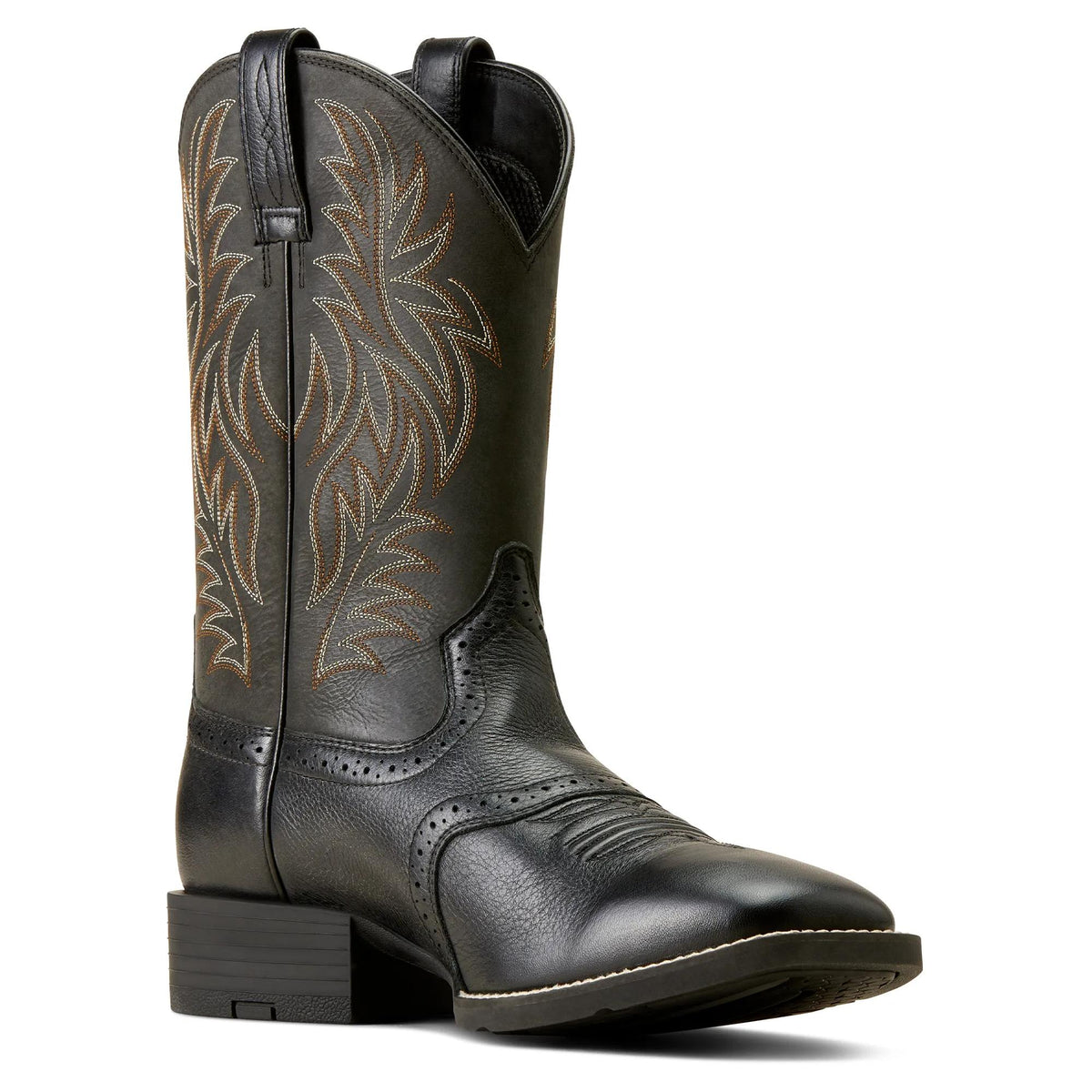 Ariat Men's Sport Western Wide Square Toe Boot, Black Deertan – inside