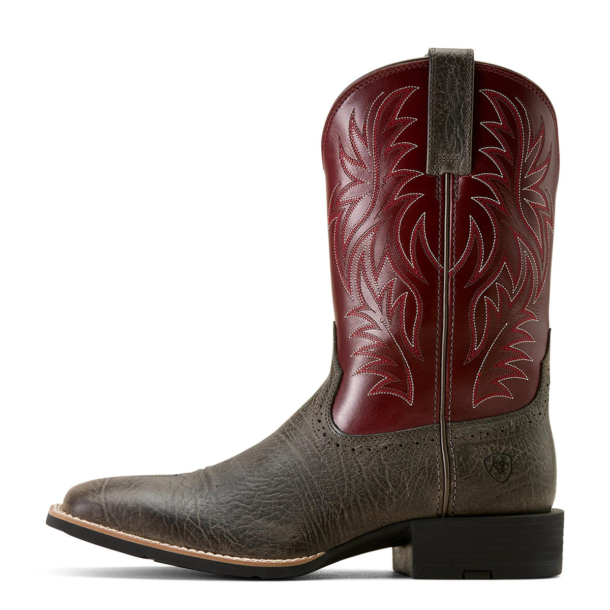 Ariat Men's Sport Western Wide Square Toe Cowboy Boot, Charcoal Grey Hippo Print|Burgundy Haze – side