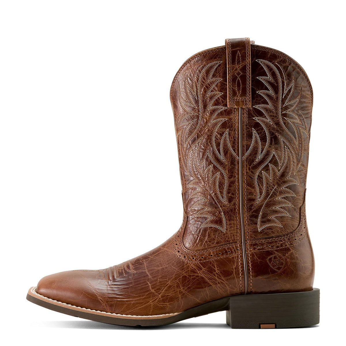Ariat Men's Sport Wide Square Toe Cowboy Boot, Dark Tan – side