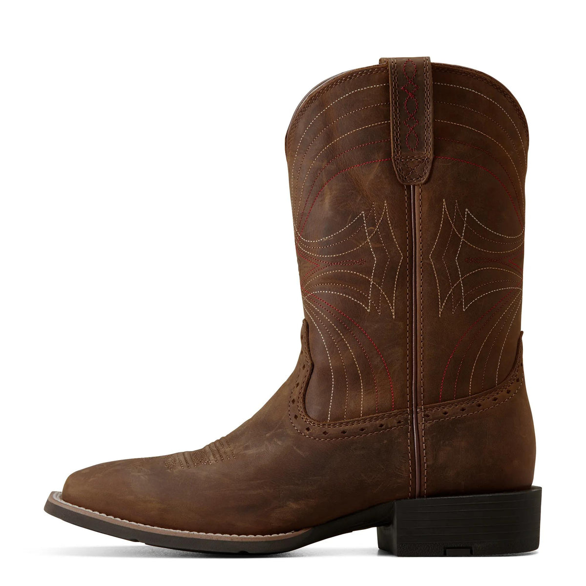 Ariat Men's Sport Wide Square Toe Western Boot, Distressed Brown – side