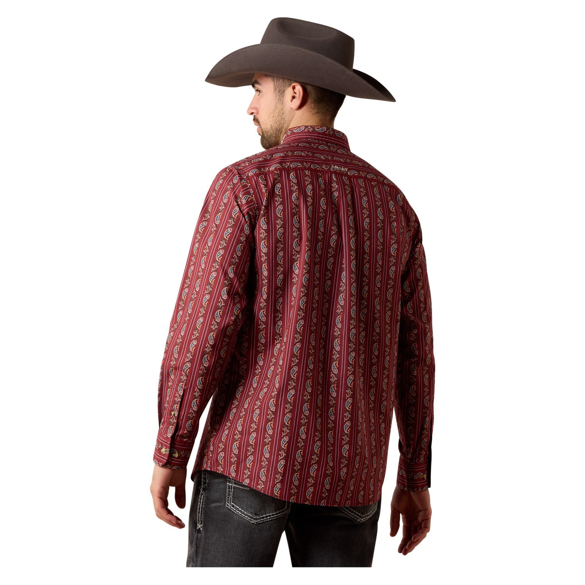 Ariat Men's Team Dutton Classic Fit Shirt, Ketchup Paisley Stripe/Savanna – back