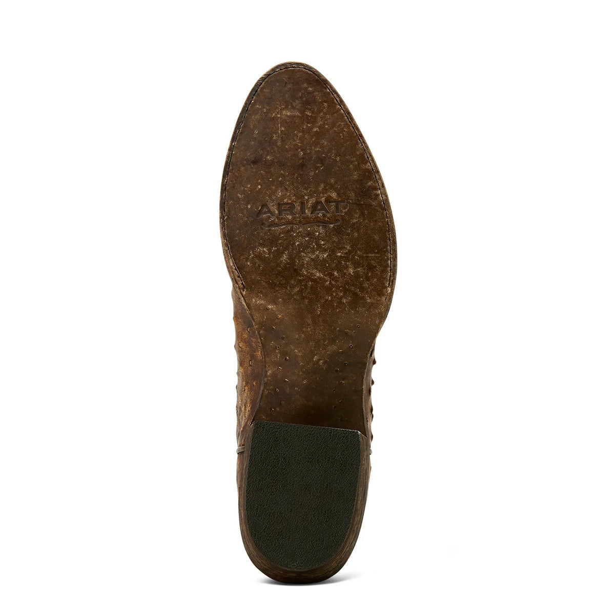 Ariat Men's Vesper R Toe Stonewash Tan Full Quill Ostrich Cowboy Boot – sole