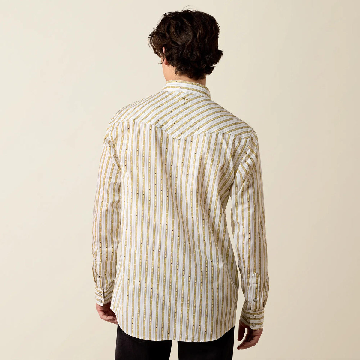 Ariat Men's Wrinkle Free Rival Fitted Snap Shirt, White Southwest Stripe – back