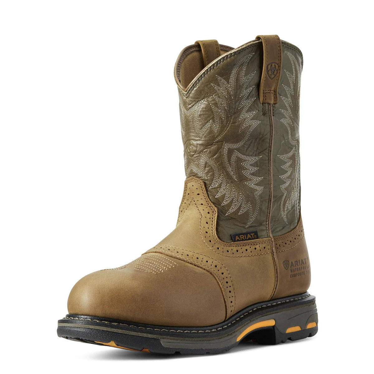 Ariat Men's Workhog Composite Toe Work Boot, Aged Bark – 3-4 front