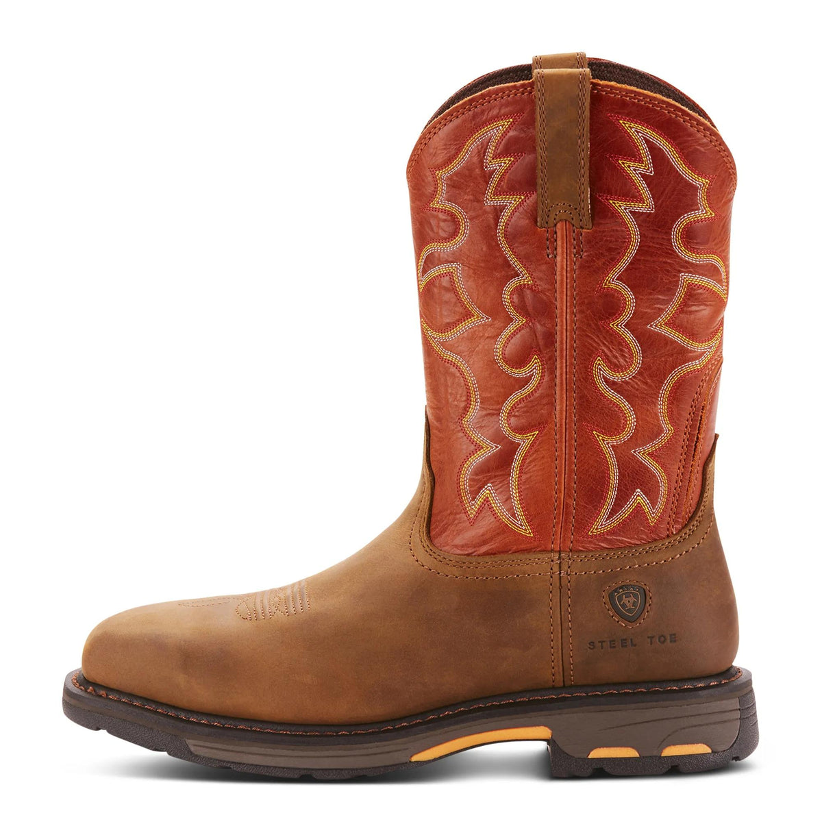 Ariat Men's WorkHog Wide Square Toe Steel Toe Work Boot, Dark Earth – side
