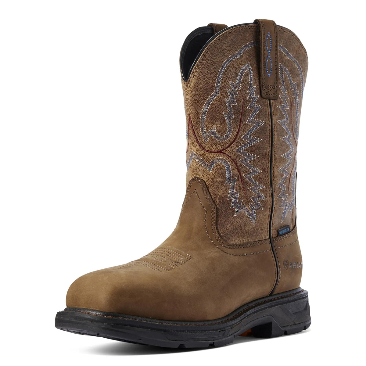 Ariat Men's Workhog XT Waterproof Work Boot, Distressed Brown – 3-4 front