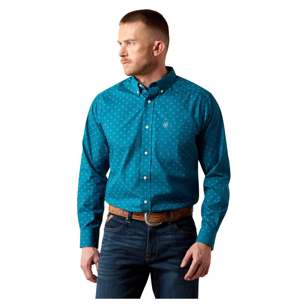 Ariat Men's Wrinkle Free Baptiste Classic Fit Shirt, Corsair Geo Print – front