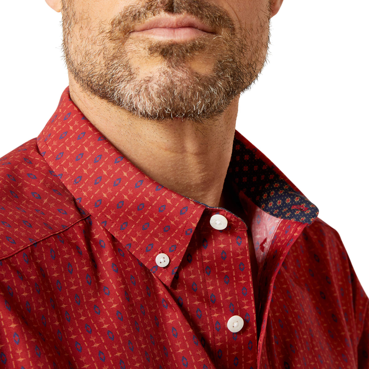Ariat Men's Wrinkle Free Bruno Classic Fit Shirt, Red – detail