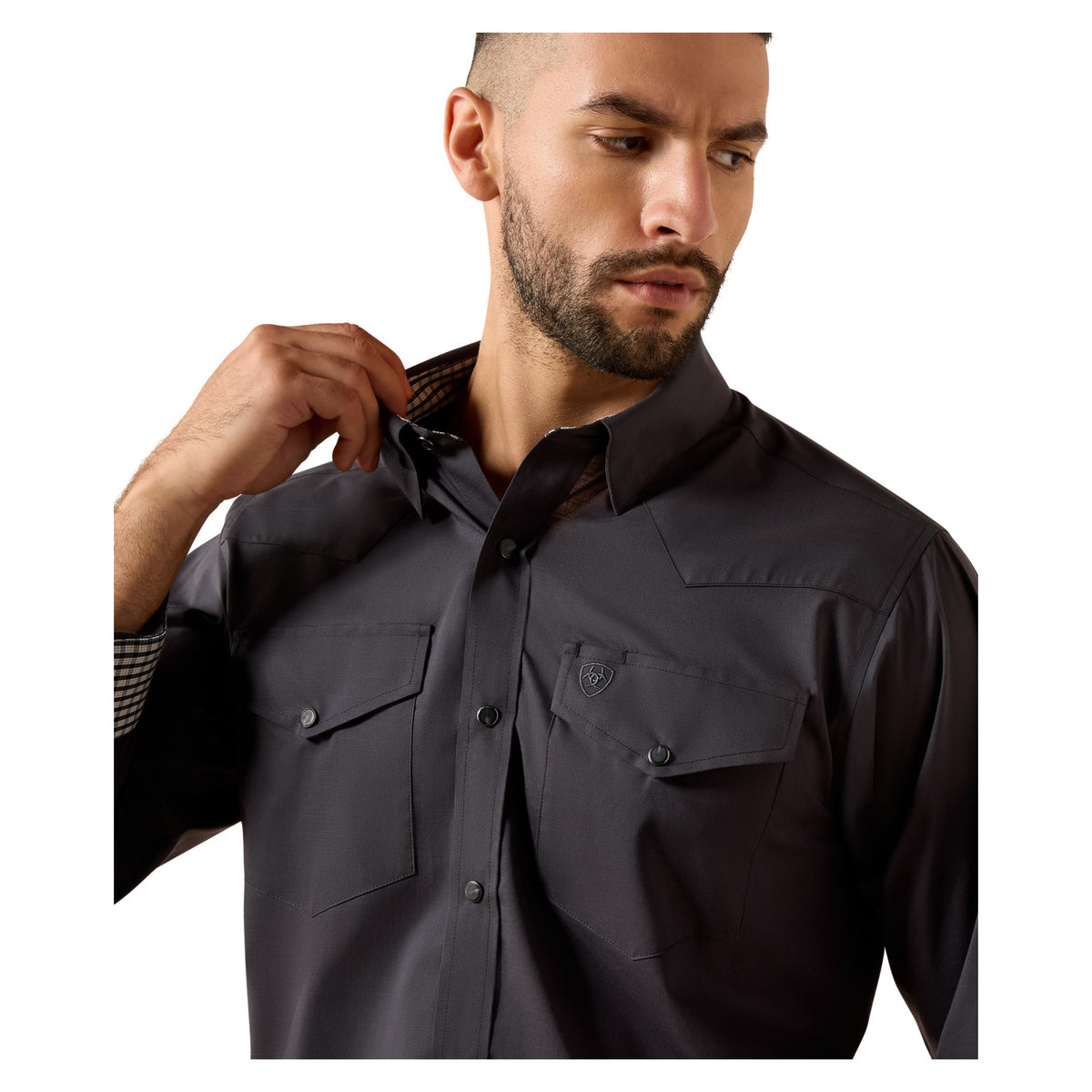 Ariat Men's Wrinkle Free Refined Slub Classic Fit Shirt, Phantom – detail 3