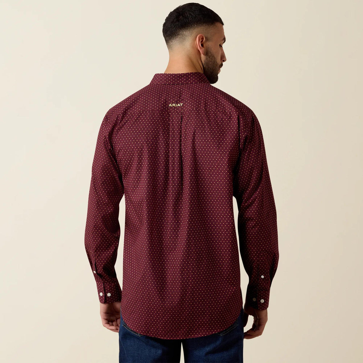 Ariat Men's Wrinkle Free Reliance Classic Fit Shirt, Zinfandel Geo Print – back