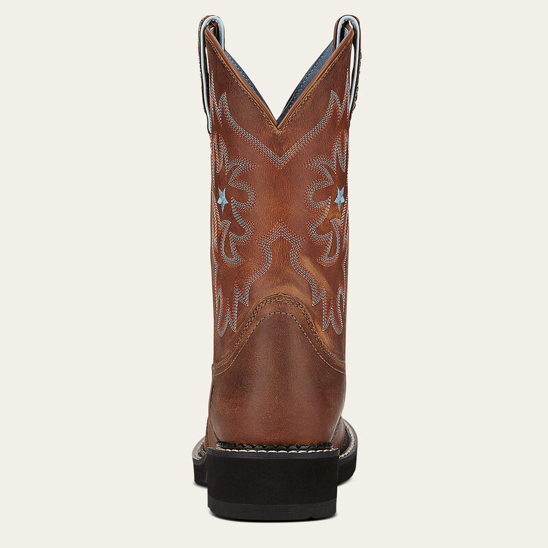 Ariat Probaby Western Boot in Driftwood Brown with classic cowboy design and stitching, leather cowboy boots for men.