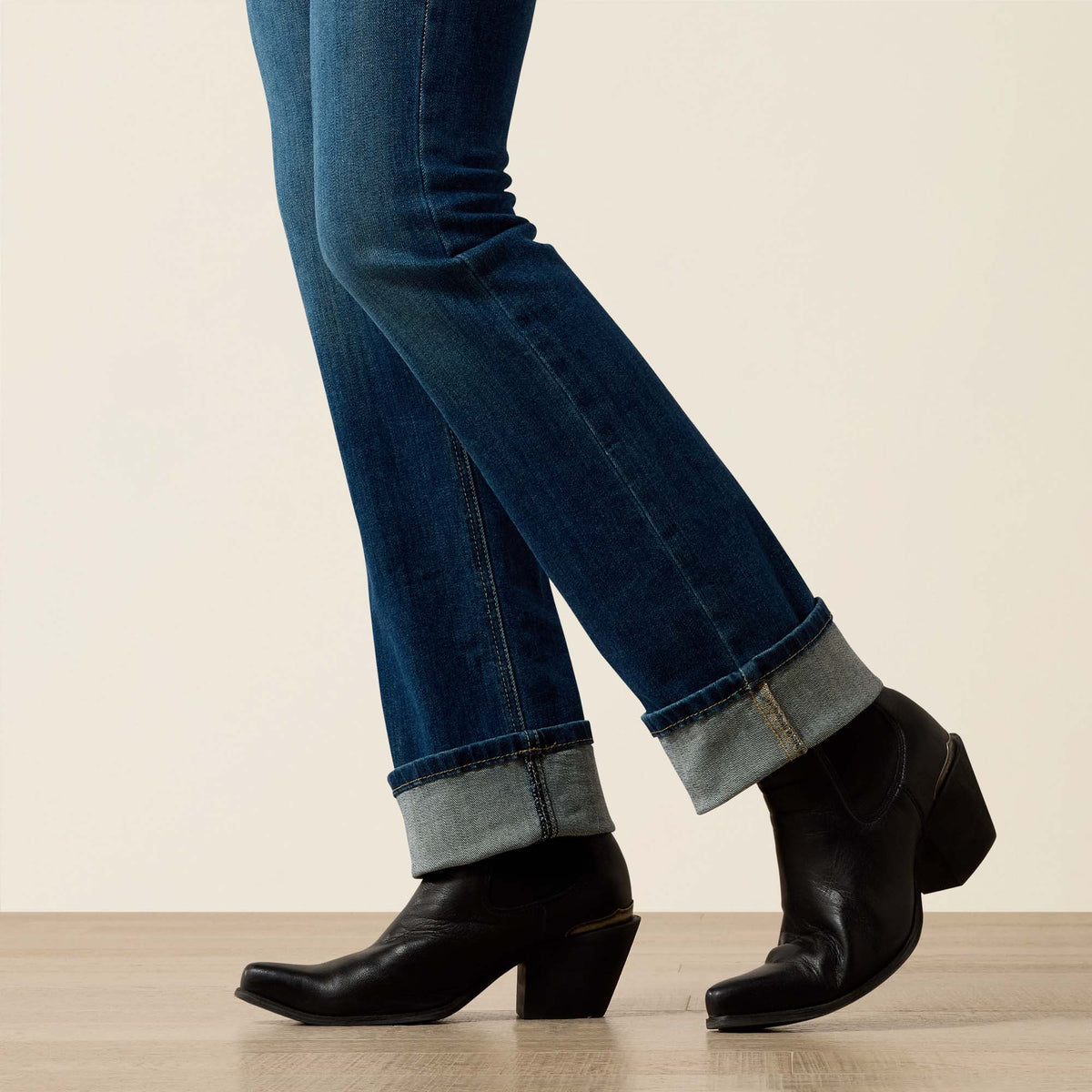 Ariat R.E.A.L. Perfect Rise Abby Straight Jean in Mackenzie color, showing the classic denim jeans with a straight fit and mid-rise waistband.
