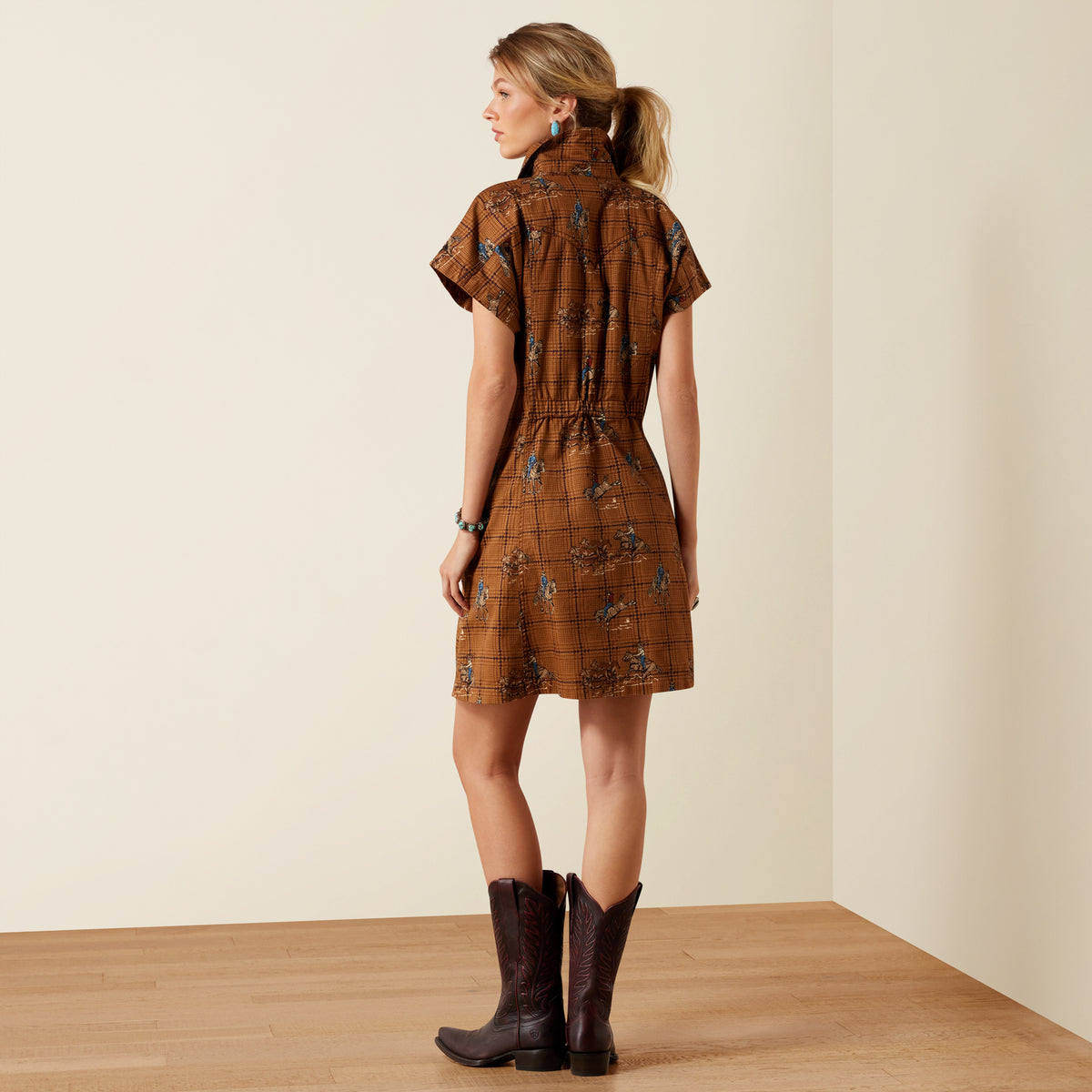 Ariat Women's Cody Dress in Glen Plaid Rodeo style, featuring a stylish plaid pattern and casual fit.