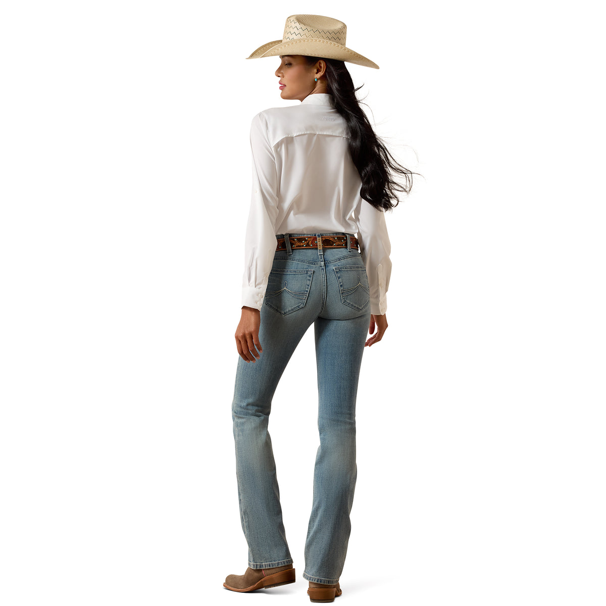 Ariat Women's Perfect Rise Nayelli Boot Cut Jeans in Brisbane style, showcasing classic denim fit and stylish boot cut design.
