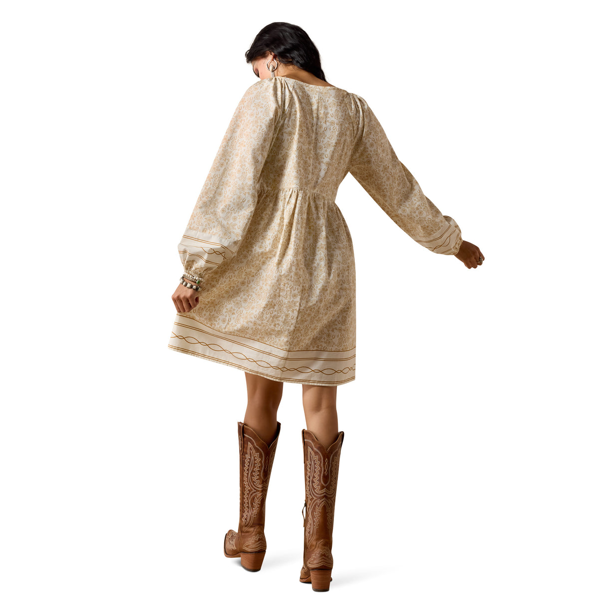 Ariat Women's Rosie Dress with Boots 'N' Roses print, lightweight casual dress with floral pattern and relaxed fit.