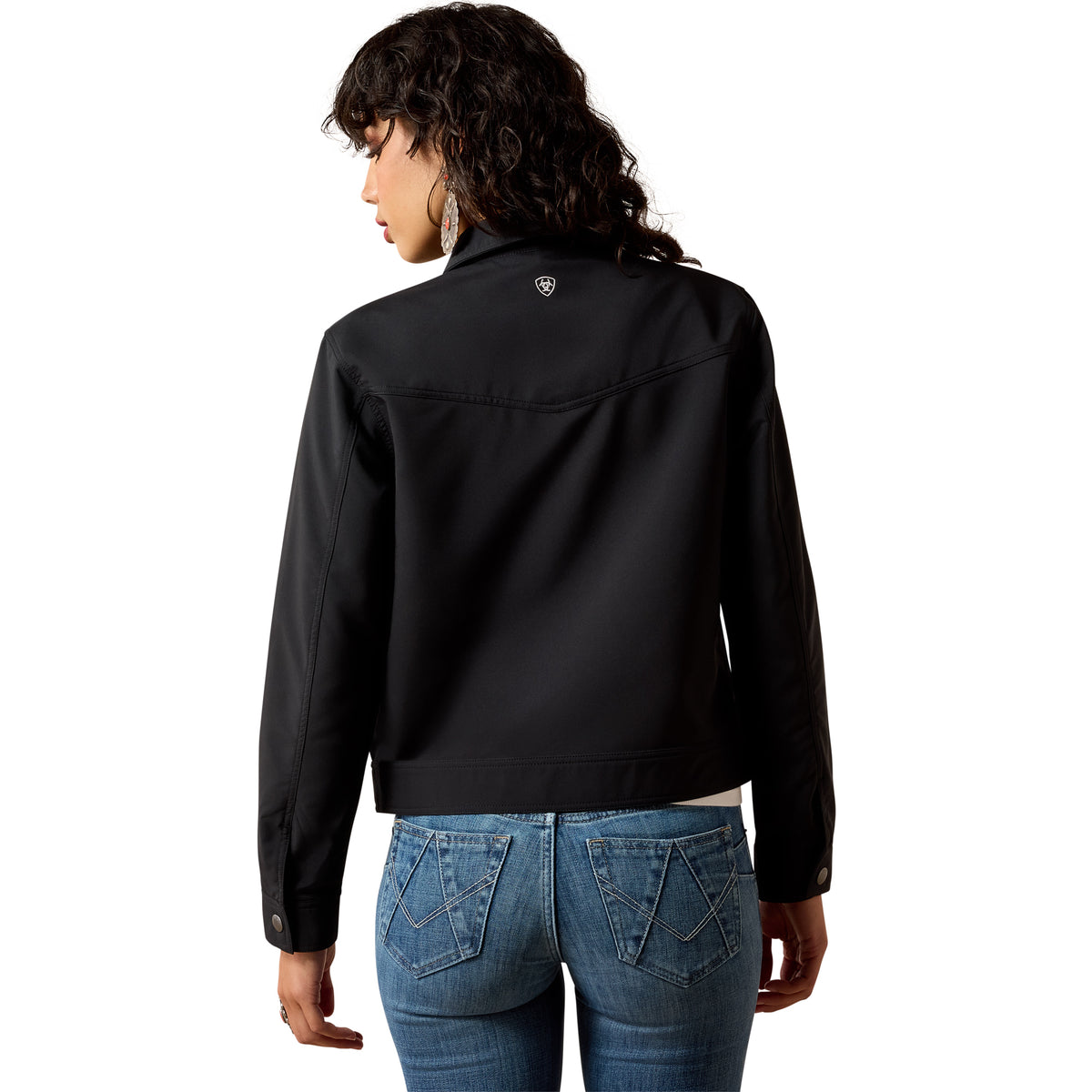 Ariat Women's Wagoner lightweight black jacket, casual outerwear with a fitted design and zip front, suitable for outdoor wear.