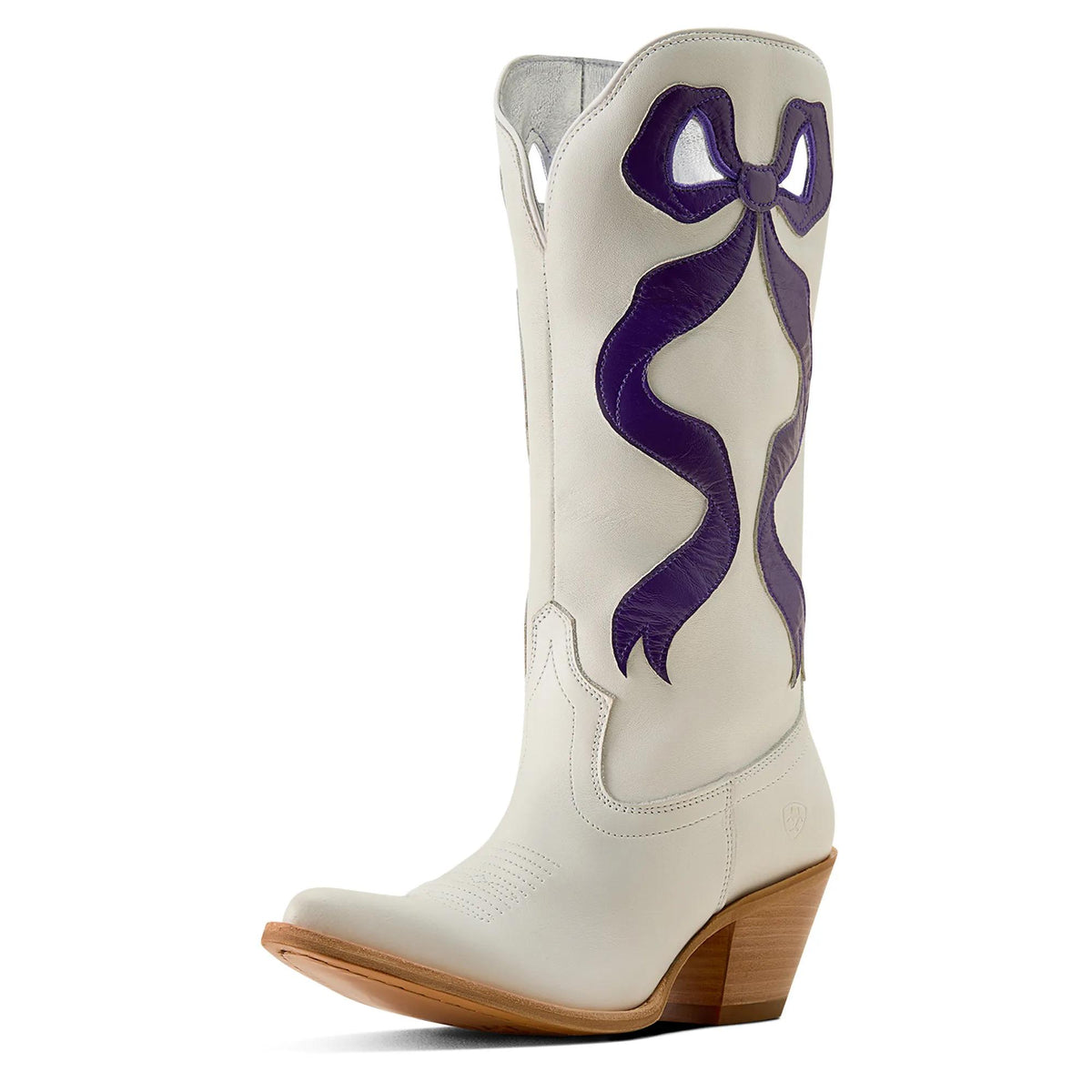 Ariat Women's Beaux J Toe Western Boot, Ivory Pearl|Deep Amethyst – 3-4 front