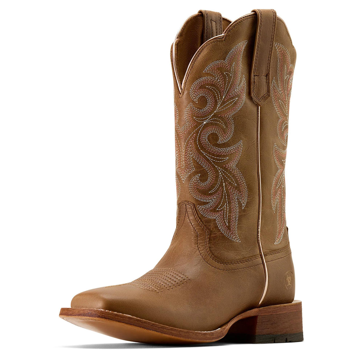 Ariat Women's County Lane Wide Square Toe Western Boot, Natural Tan – 3-4 front