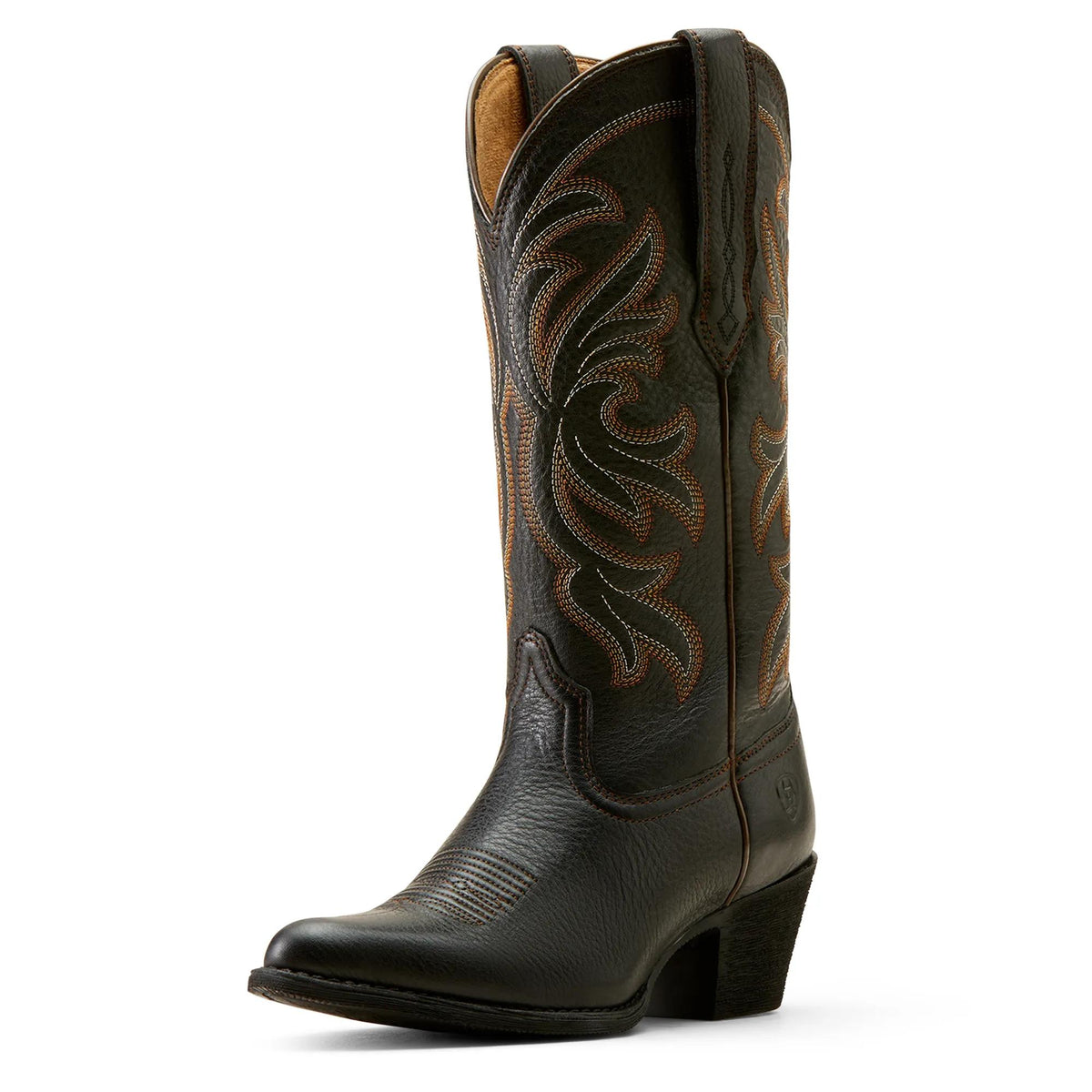 Ariat Women's Heritage J Toe Western Boot, Black Deertan – 3-4 front
