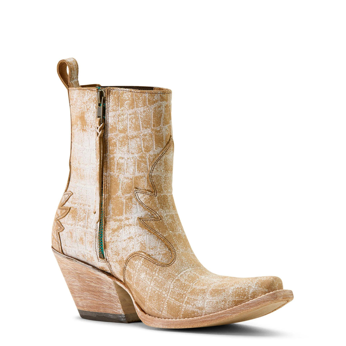 Ariat Women's Jade X Toe Western Boot, Distressed Crema Croc Print – inside