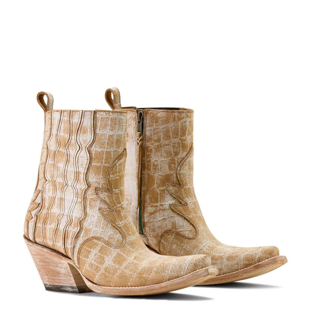 Ariat Women's Jade X Toe Western Boot, Distressed Crema Croc Print – pair