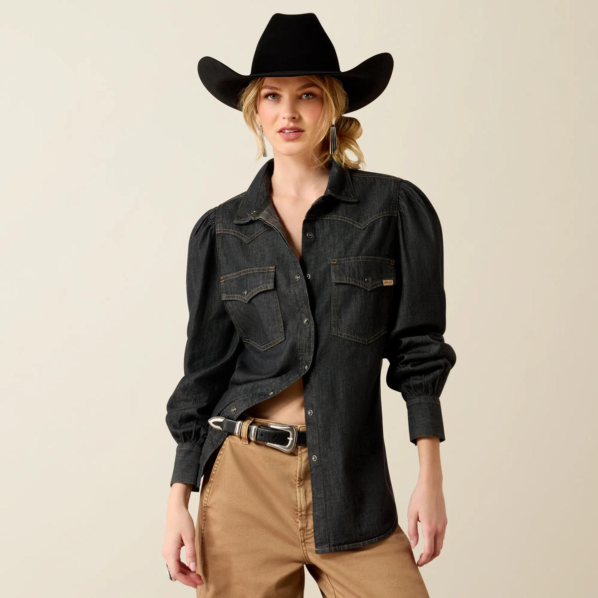 Ariat Women's Nina Western shirt in Black Tint, front view