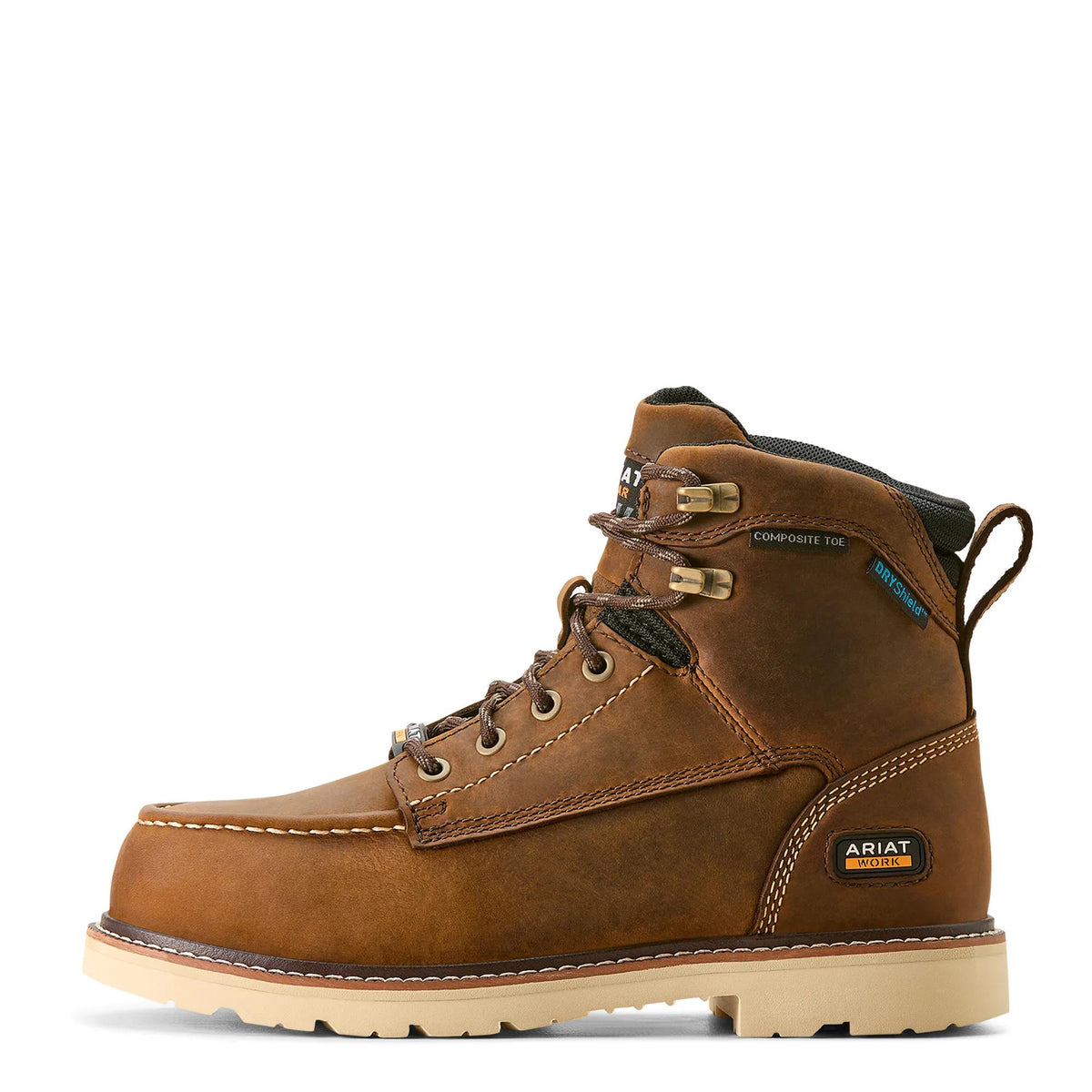 Ariat Women's Rebar Lift Waterproof Composite Toe Work Boot, Distressed Brown – side