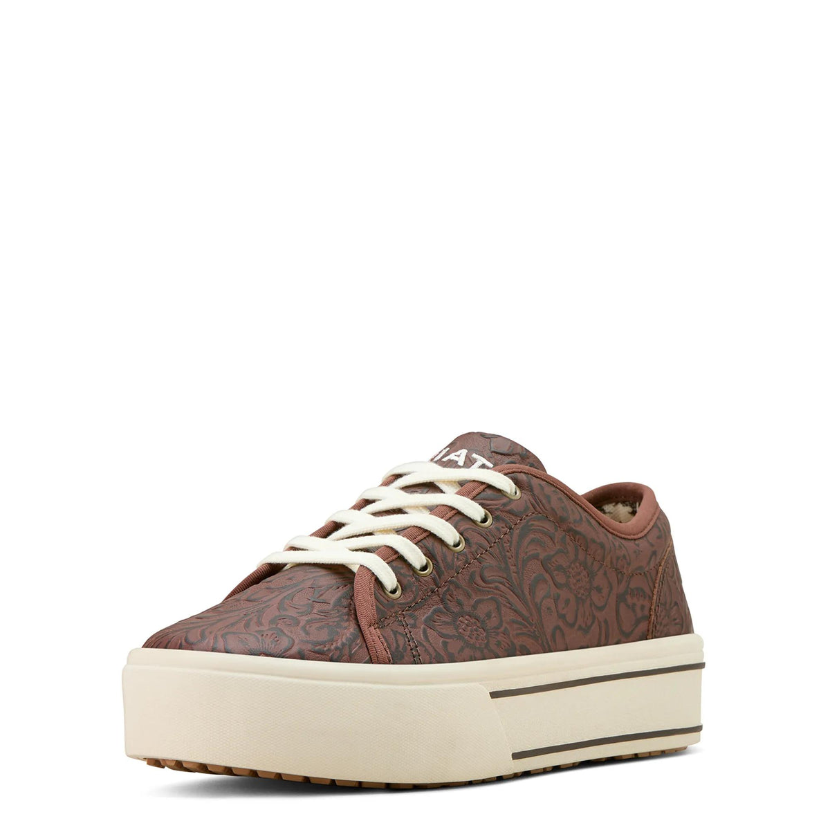 Ariat Women's Skylar Shoe, Brown Floral Emboss – 3-4 front