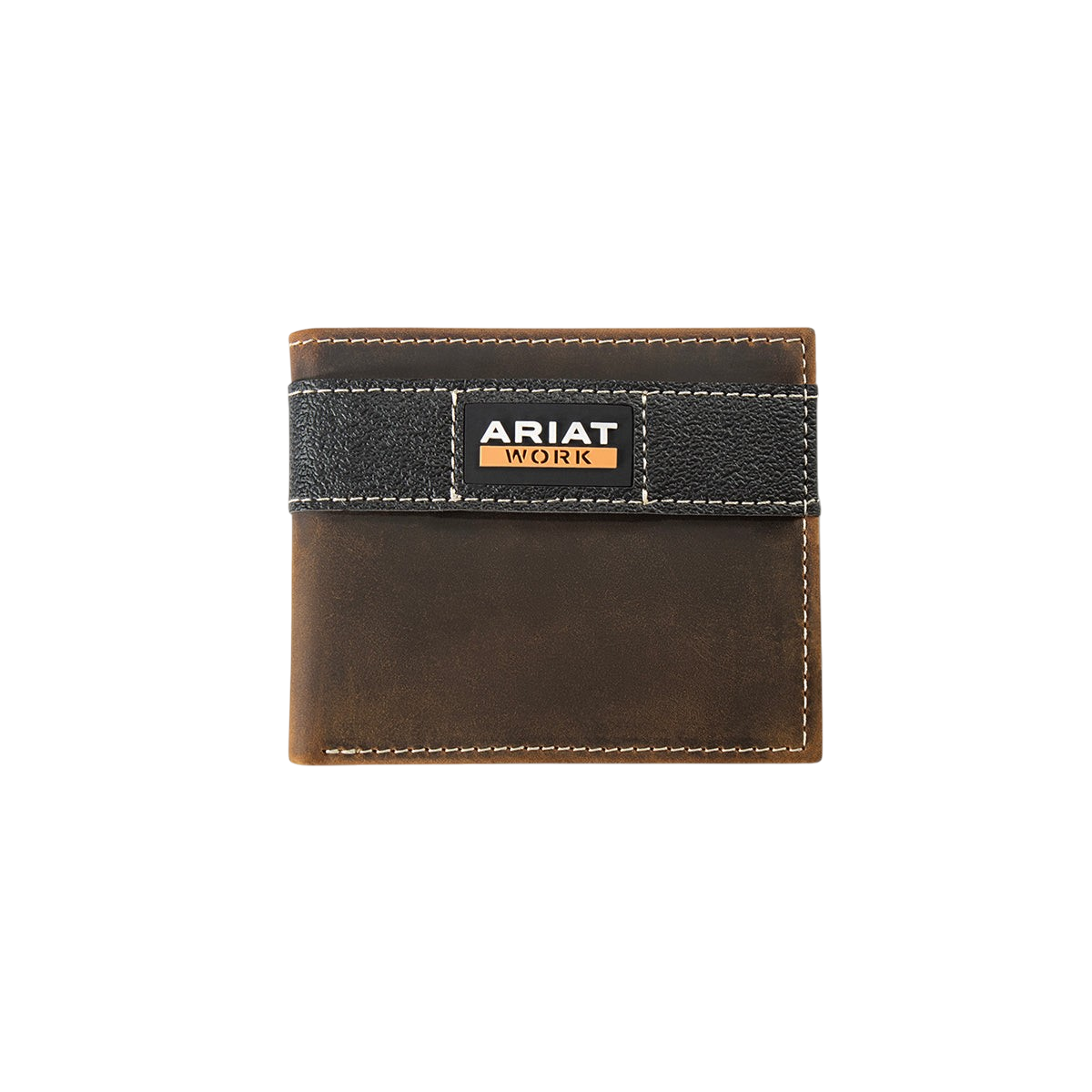 M&F Ariat Work men's bifold leather wallet with multiple card slots and cash pocket, black color, classic bifold design