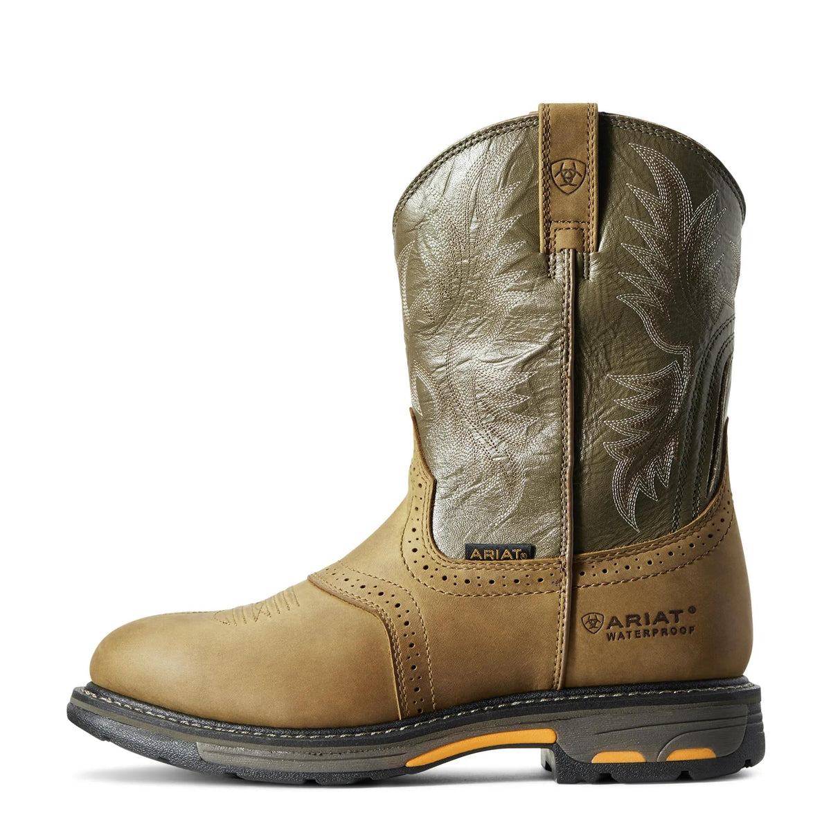 Ariat WorkHog Waterproof Roper Toe Work Boot, Aged Bark – side