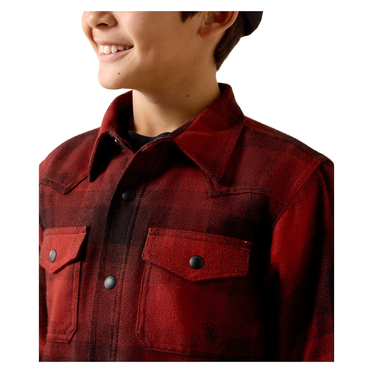 Ariat Youth Retro Shirt Jacket, Biking Red Buffalo Plaid – detail 2