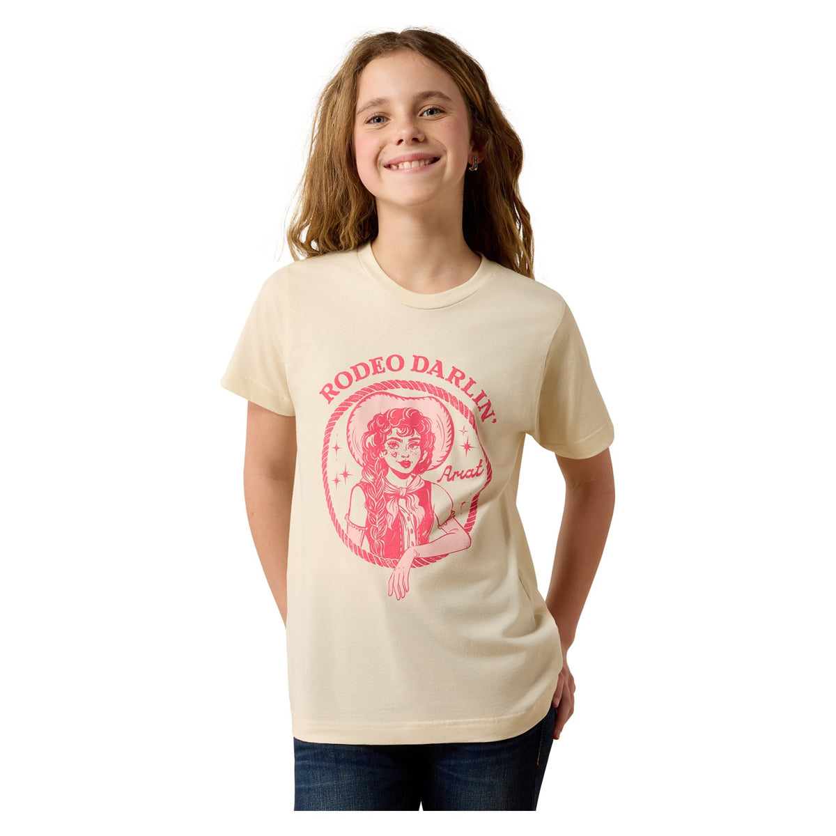 Ariat Youth Rodeo Darlin T-Shirt, Natural – front