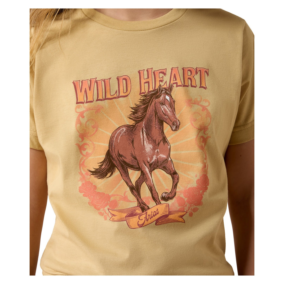 Ariat Youth Wild Heart T-Shirt, Latte – detail