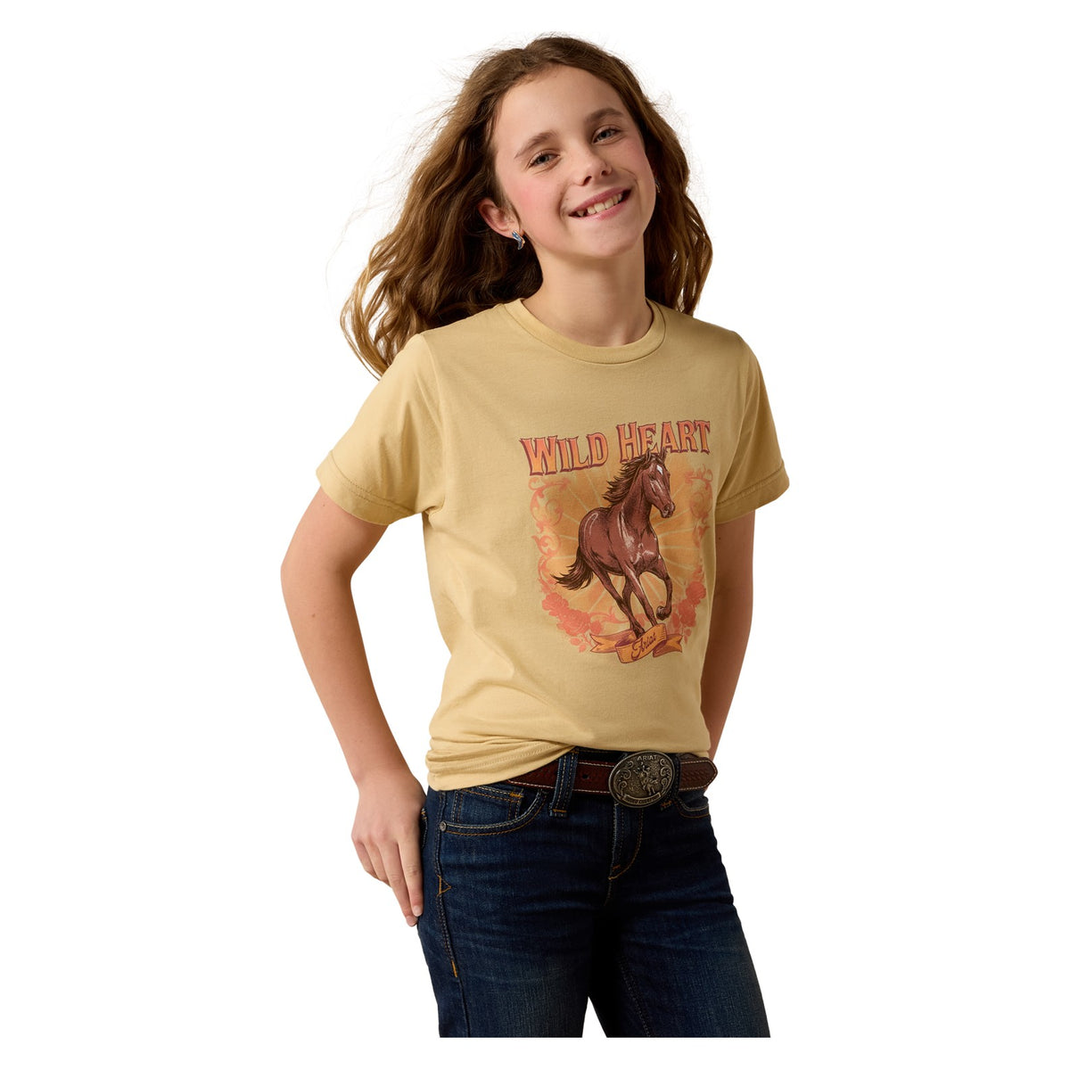 Ariat Youth Wild Heart T-Shirt, Latte – front