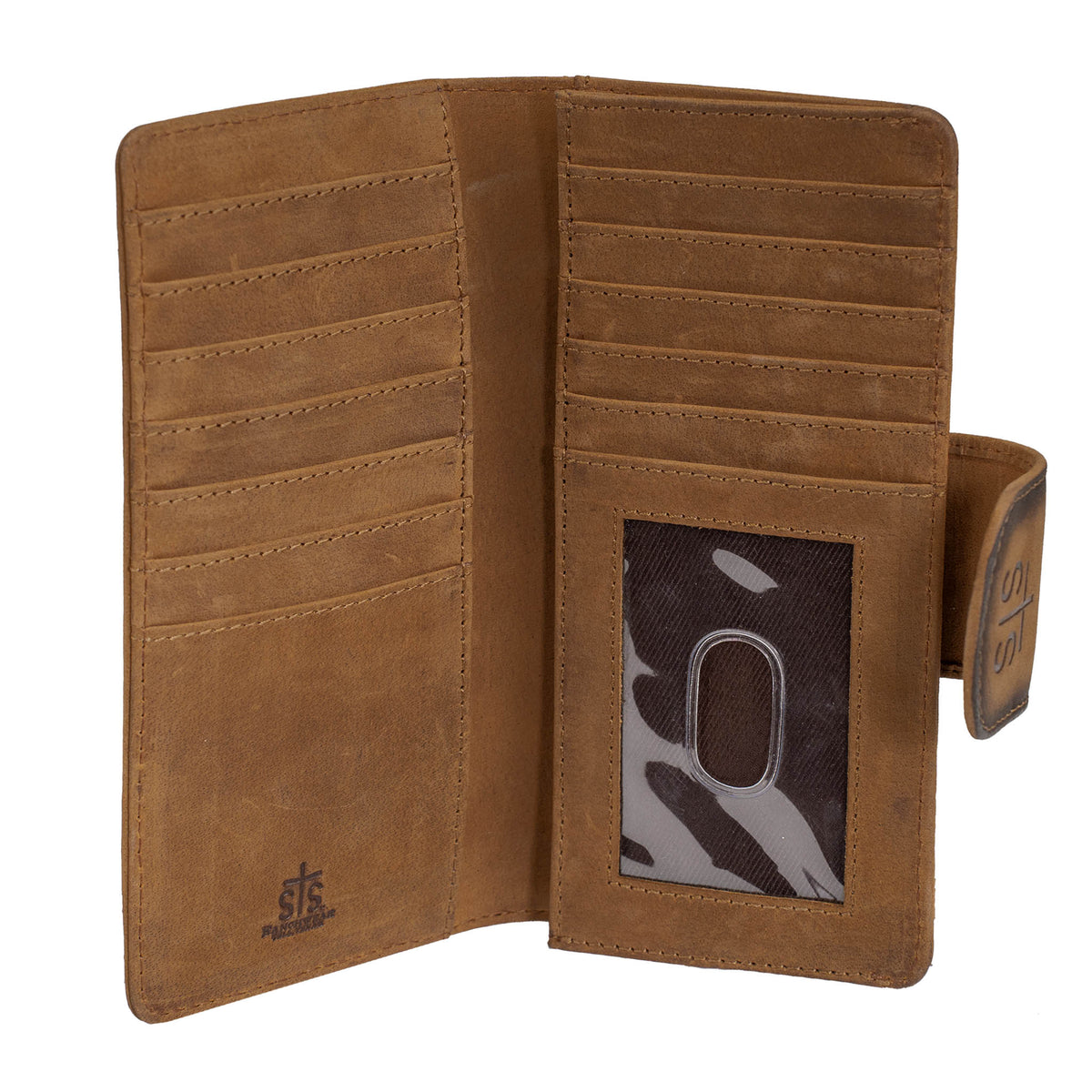 STS Ranchwear Baroness Basic Bliss Carlin Wallet with floral pattern, leather details, and multiple card slots.