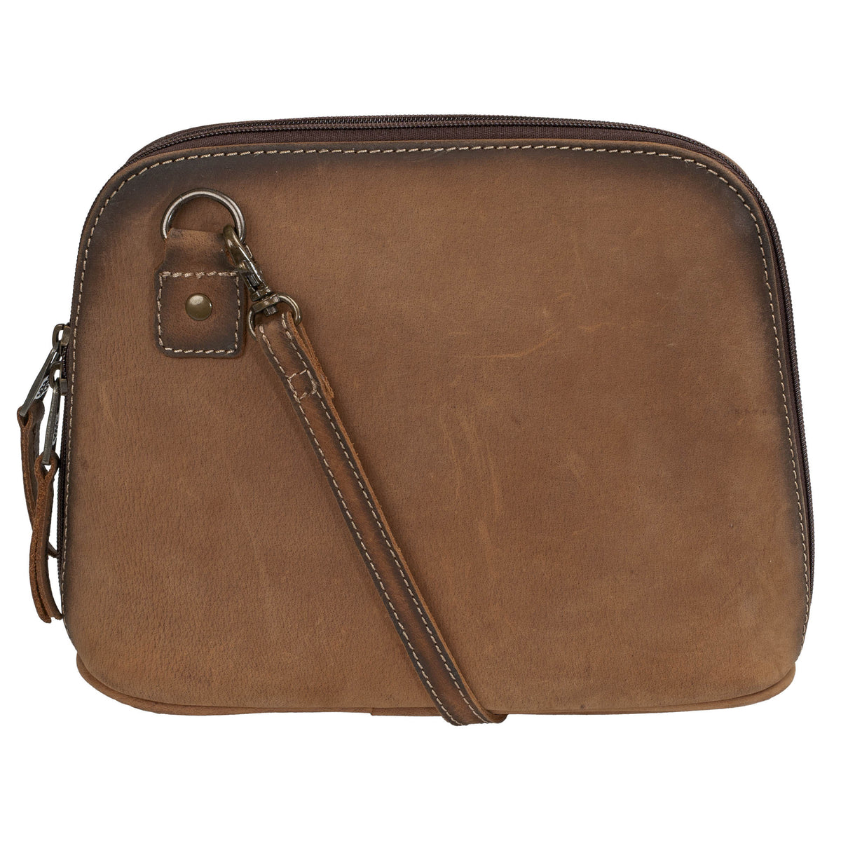 STS Ranchwear Baroness Weezy Crossbody bag featuring tan leather and decorative stitching, perfect for casual and outdoor wear.